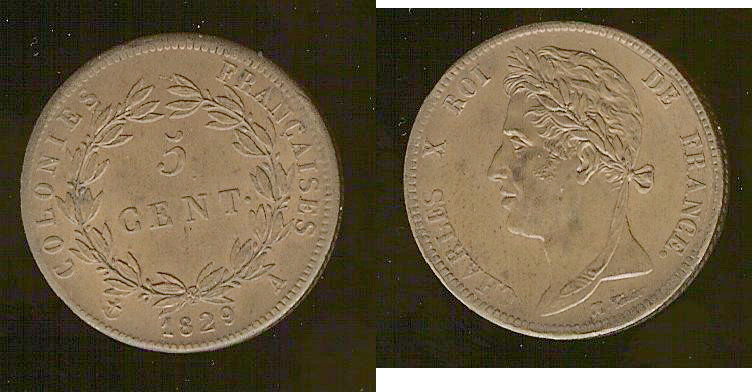 French Colonies 5 centimes 1829A Unc++